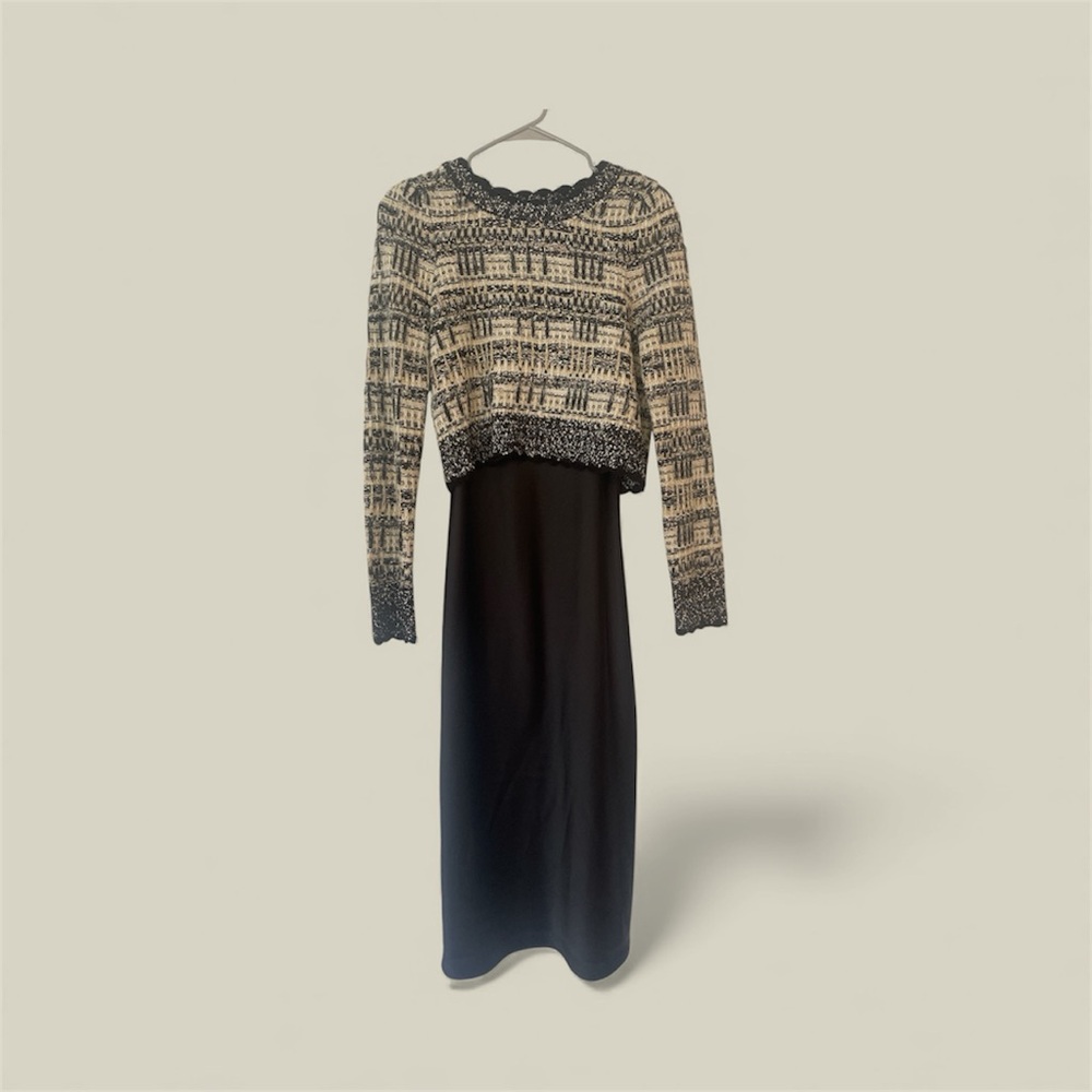 House of Harlow 1960 two piece Black and Cream sweater with slip dress